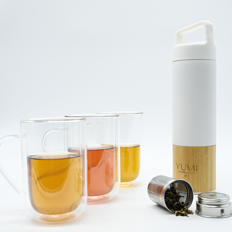 Bouteille isotherme avec infuseur à thé & cuillère doseuse bois - 600ml